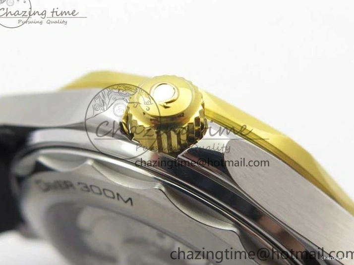 0218 Seasonal 2018 Seamaster Diver 300M SS YG VSF 1:1 Best Edition YG Bezel Black Dial on Black Rubber Strap A 7934